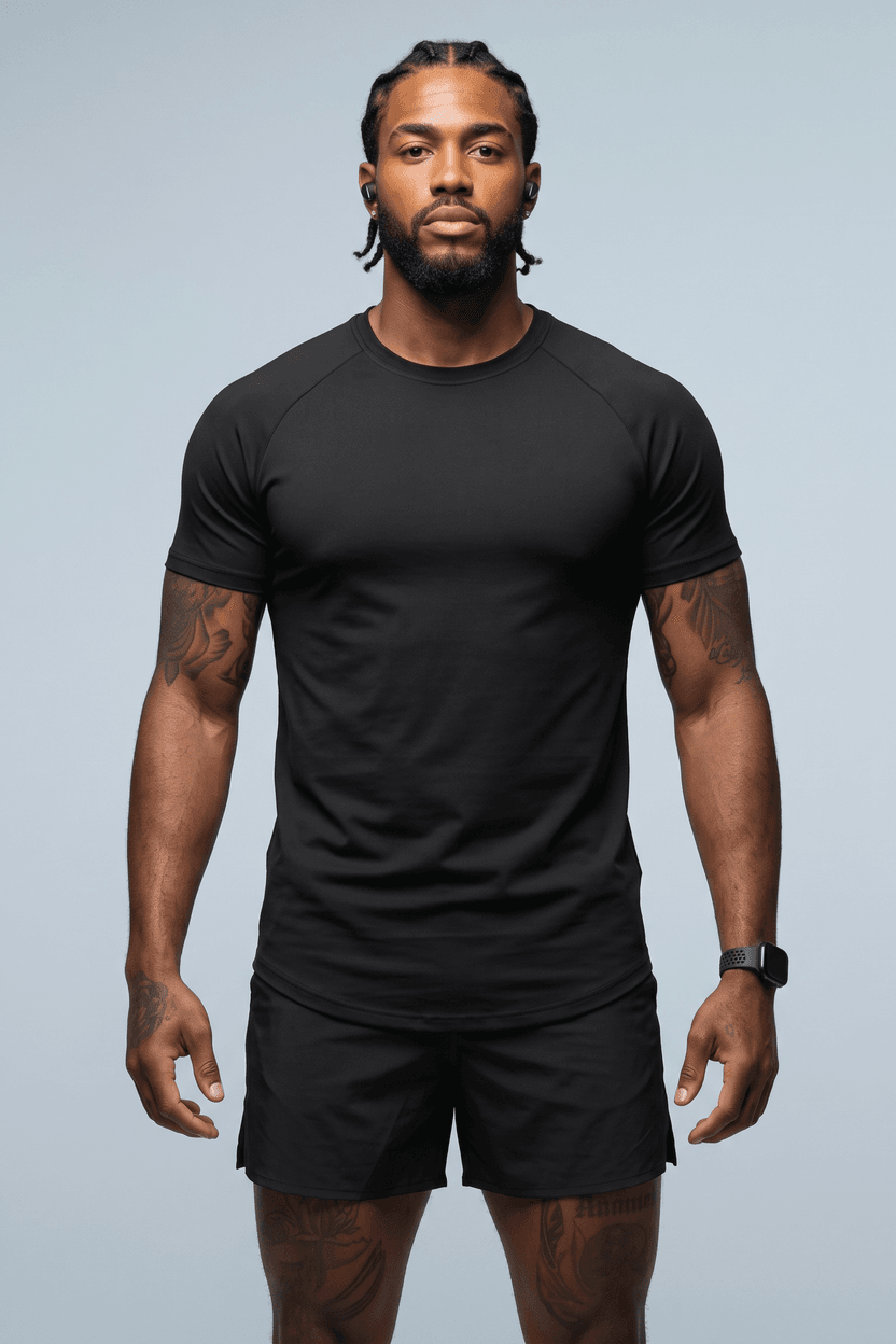 CAMISETA RAGLAN BASIC PRETA